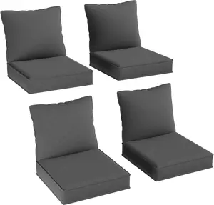 【Only  Cushion】 Aoxun Replacement Cushions for Outdoor Furniture, 4-Piece Outdoor Cushions for Patio Furniture, Deep Seat, Waterproof & Fade Resistant Couch Cushion for 4-Seat Patio Conversation Sets, Grey