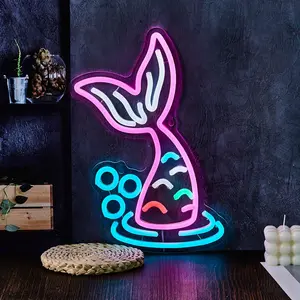 Mermaid Shaped Neon Sign, 1 Count USB Powered Neon Light, Mermaid Lamp, Creative Decorative Light, Indoor Light for Home Bedroom Party, Home Decor, Room Decor, Party Decor