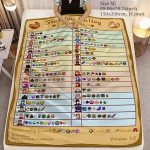 Stardew Valley Loved Gifts Flannel Bed Blanket Creative Printed Cartoon Pattern Cozy Warmth Throw for Game Fans Perfect Gift Idea
