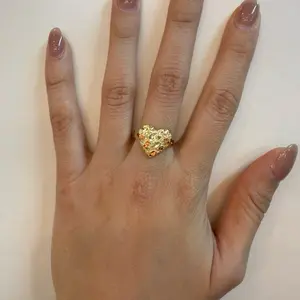 Medium Heart Nugget Ring 10 Karat Gold - Elegant Heart-Shaped Design for Timeless Appeal & Versatile Wear