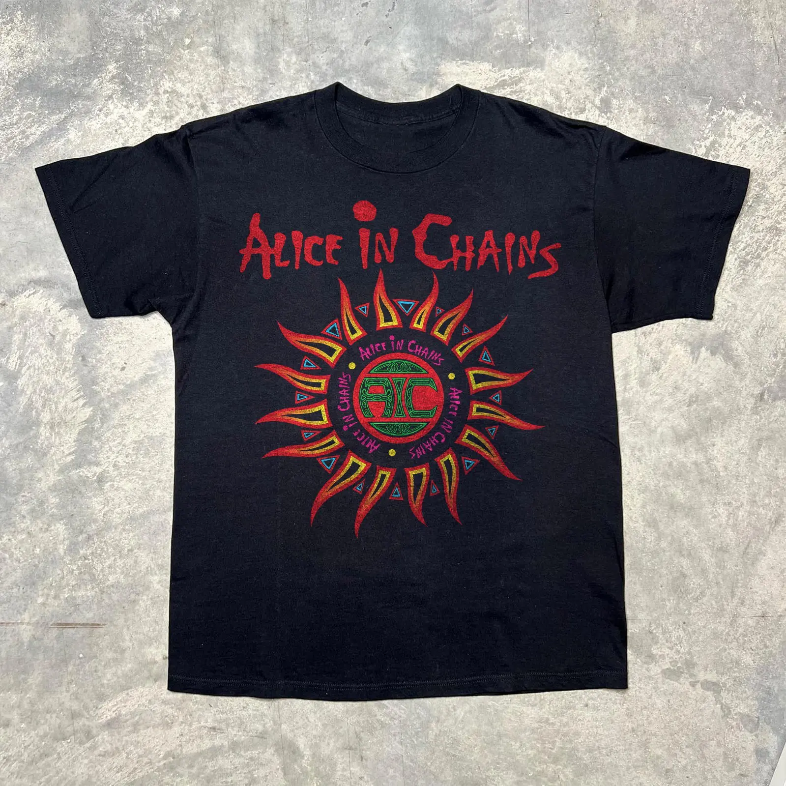 Alice in Chains Logo Print Rock Band Fitted Casual Round Neck T-Shirt - Halloween Retro Pullover Hoodie, Music Fan Gift