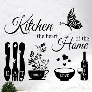 Kitchen Wall Sticker, Decorative Wall Sticker, Kitchen Themed Wall Decal, Self Adhesive Wall Decor, Wall Art Decor for Home Kitchen Dining Room, Ornaments