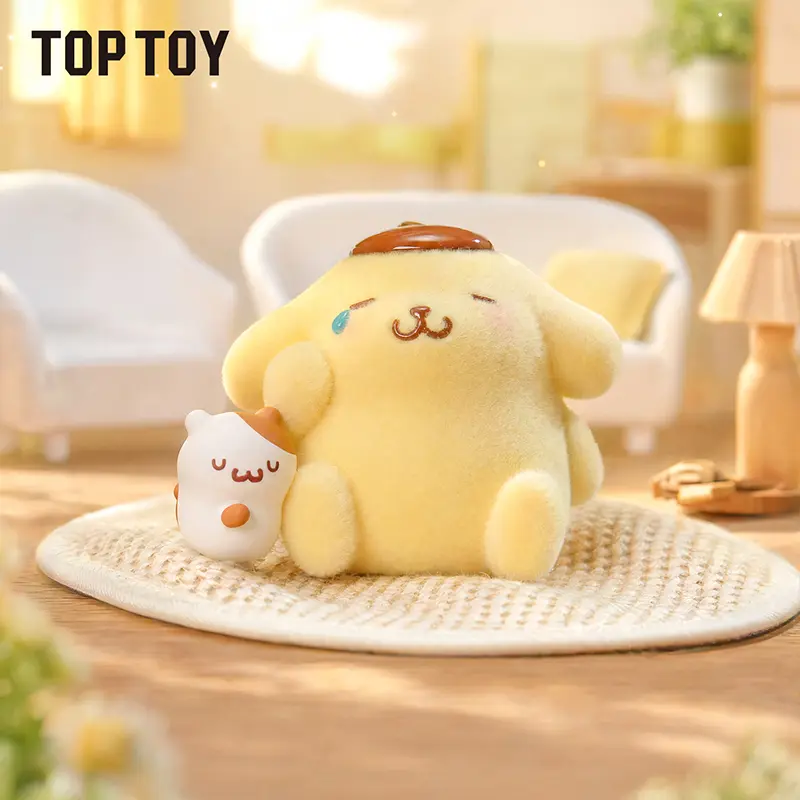 TOPTOY Pom Pom Purin Fluffy Daily Series Flocked Figure Blind Box, Cute Car Decor & Girly Car Accessories, SR Fans Collectible, Creative Holiday Birthday Gift, Home Desktop Ornament