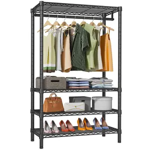 VIPEK V1 Portable Wardrobe Closet Rack, No Drill Heavy Duty Clothes Rack, 4 Tier Clothing Rack for Hanging Clothes, Freestanding Bedroom Organizer with Adjustable Storage Shelves, Black