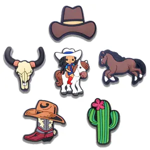 Cowgirl Croc Charms 6PCS PVC Clog Pins Accessories Party Favors Birthday Gifts Holidays Decoration for Boys Women Girls