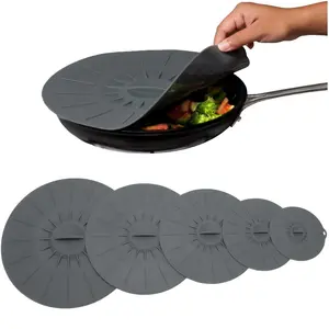 Silicone Bowl Lid, 5 Counts/set Heat Resistant Reusable Suction Cover for Bowls, Cups, Plates, Pots & Pans, Kitchen Accessories