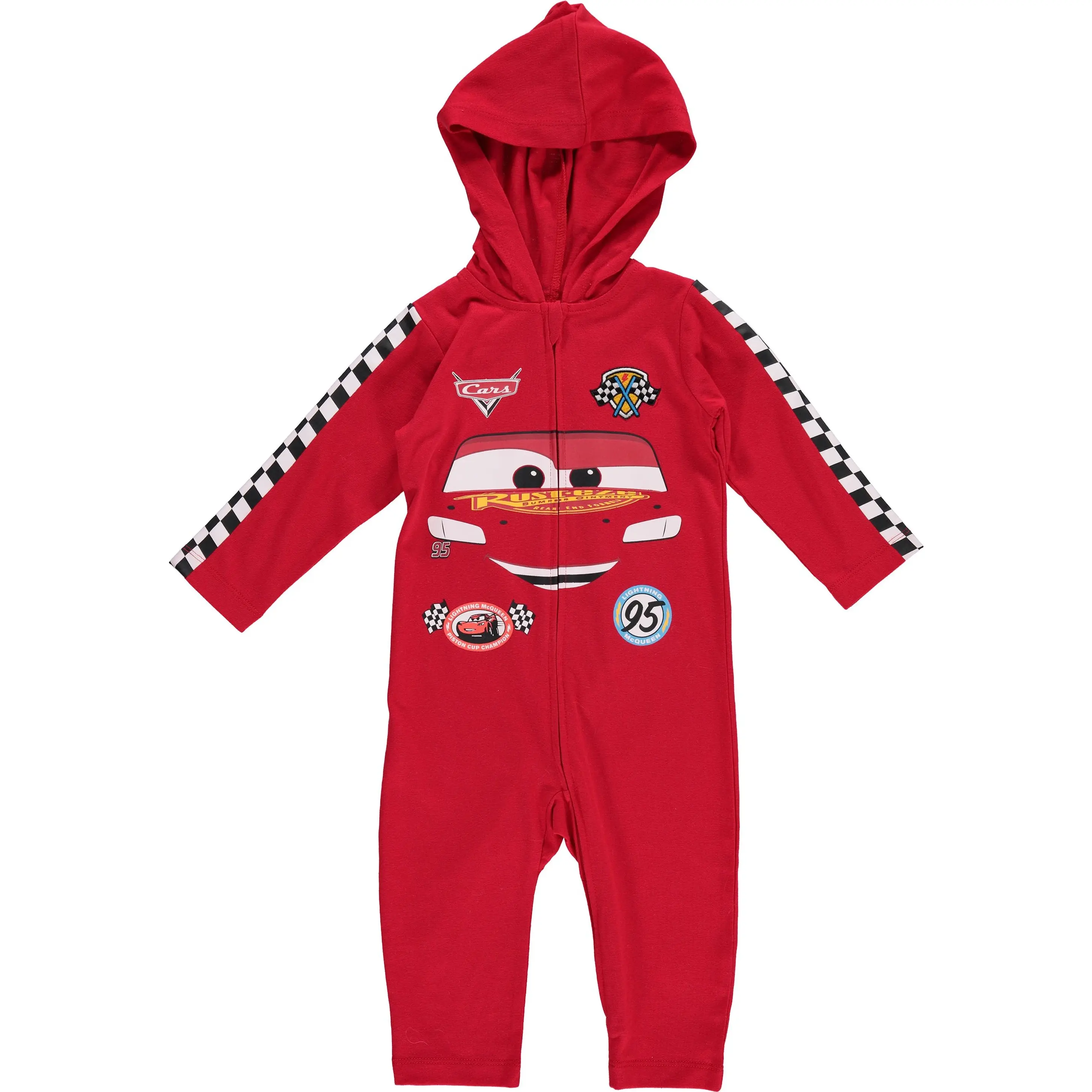 Disney Cars Lightning McQueen Racing Graphic Zip-Front Coverall Jersey Costume, Red, Toddler to Little Kid Boys' Costume, Party Costume, Costume For Parties