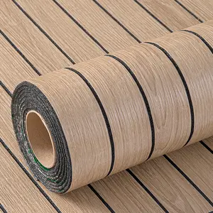 23.62"×110.24" 2.5mm Thick Waterproof Self Adhesive Wood Slat Wallpaper Vertical Striped Peel and Stick Wall Sticker for Living Room Bedroom Home Decoration