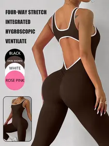 Women's Solid Color Jumpsuit, Casual Comfy Sleeveless Skinny Jumpsuit for Summer, Ladies' Clothes for Daily Wear