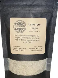 Salt Traders Lavender Sugar - 5oz Net Wt. - Black Rice Paper Window Zip Bag