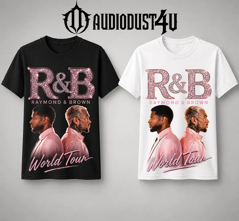 AudioDust4U 2026 Raymond & Brown Tour V8 Men's Short-Sleeve T-Shirt - Duo Concert Merch, Urban Hip Hop Soul Streetwear, Gift for Breezy Fans