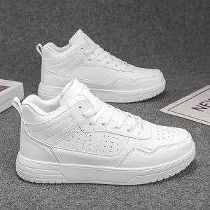 Trendy men's low-top PU leather casual skateboard shoes, lace-up breathable and comfortable sneakers, soft and lightweight