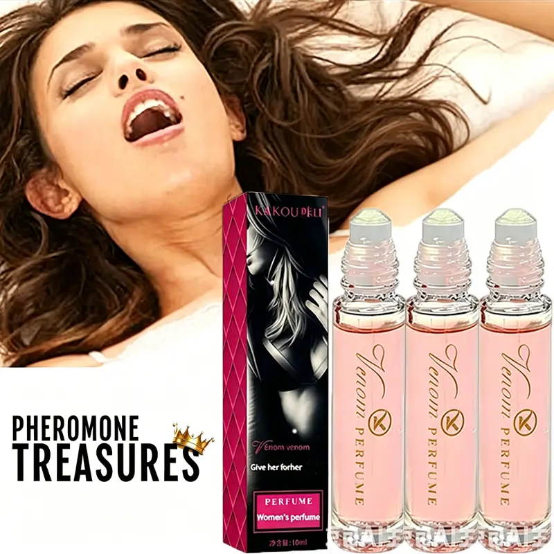 3-Pack Women's Pheromone Perfume—Long-lasting fragrance, 0.34-ounce roll-on design, the perfect gift for Valentine's Day or a birthday. Pheromone perfume oil, enhances the scent; Pheromone* Pheromone perfume oil, citrus-rose and citrus-spicy notes