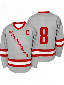 Eagle Team Hockey Jersey Design, Washington Letter #8 Shirt, Breathable Sports Jersey, 3D HD Print, Ideal for Rugby Football Long Sleeve
