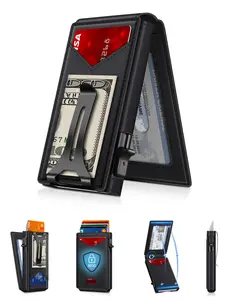 Men's Wallet with Long Pop-Out Card Slots, Dual-Layer Fold Design, Smart Anti-Signal Reading Function, ID Window, Men's Gift