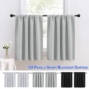 BTTO Short Blackout Curtains 3 Sizes Waffle Weave Tier Polyester Rod Pocket Home Decor for Kitchen 76x60cm 76x92cm 132x46cm 1 Panel
