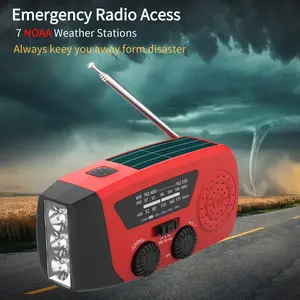 Emergency Radio, Solar Crank USB 3-Way Charging, FM AM WB NOAA Weather Alert Portable Radio with 2000mAh Power Bank, LED Flashlight for Camping Hiking, Home Emergency, Survival Kit