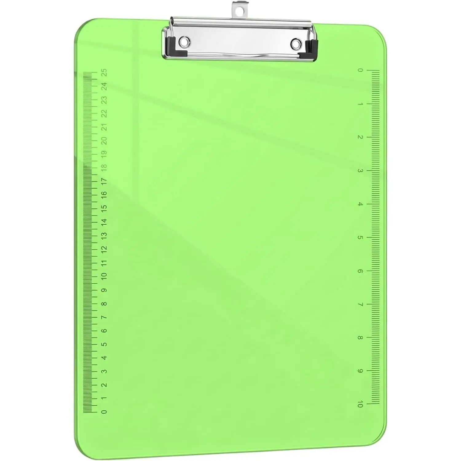 Clear Green Plastic Clipboard 8.5 x 11 with Ruler, Fits Letter A4 Size, Cute Hanging Acrylic Clipboard for Nurses Teachers Classroom Office Home Supply