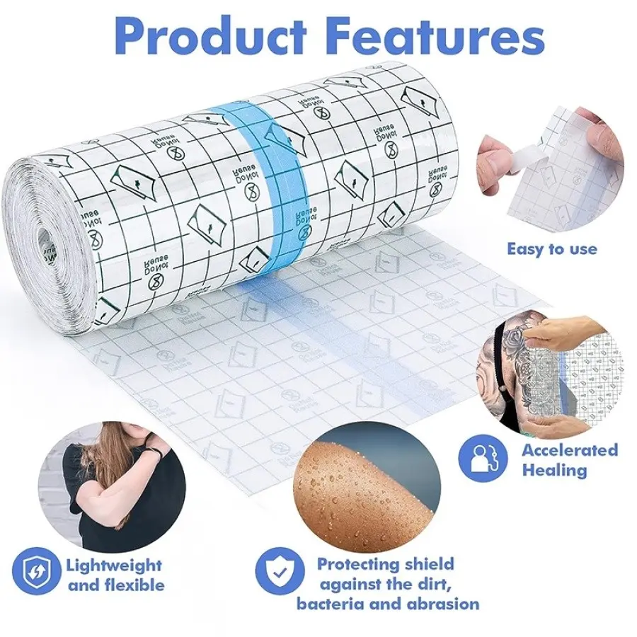 Waterproof Tattoo Healing Film, Skin Wound Protection, Adhesive Bandage, Tattoo Care, Skin Repair, Medical Grade Tape, Healing Products, Tattoo Aftercare