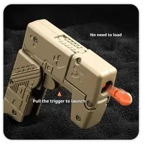 Metal EDC Folding Gun Toy - No Need to Load Pull the Trigger to Launch - Compact & Portable Design