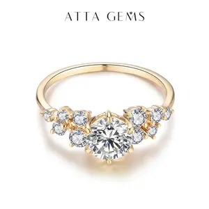 All-Synthetic D Color VVS1 Moissanite Decorated Ring, Solitaire Engagement Ring for Women, Fine Jewelry Wedding Gift R042, Solitaire Engagement Rings