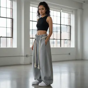 Women's Baggy Pants Ultra Wide Leg Sweatpants 2025 - Elastic Waist Trend Lantern Trouser Casual Streetwear Super Baggy Barrel Sweatpants Comfortable Loose Fit Womenswear Bottom Clothing for Everyday Wear Fashion Style