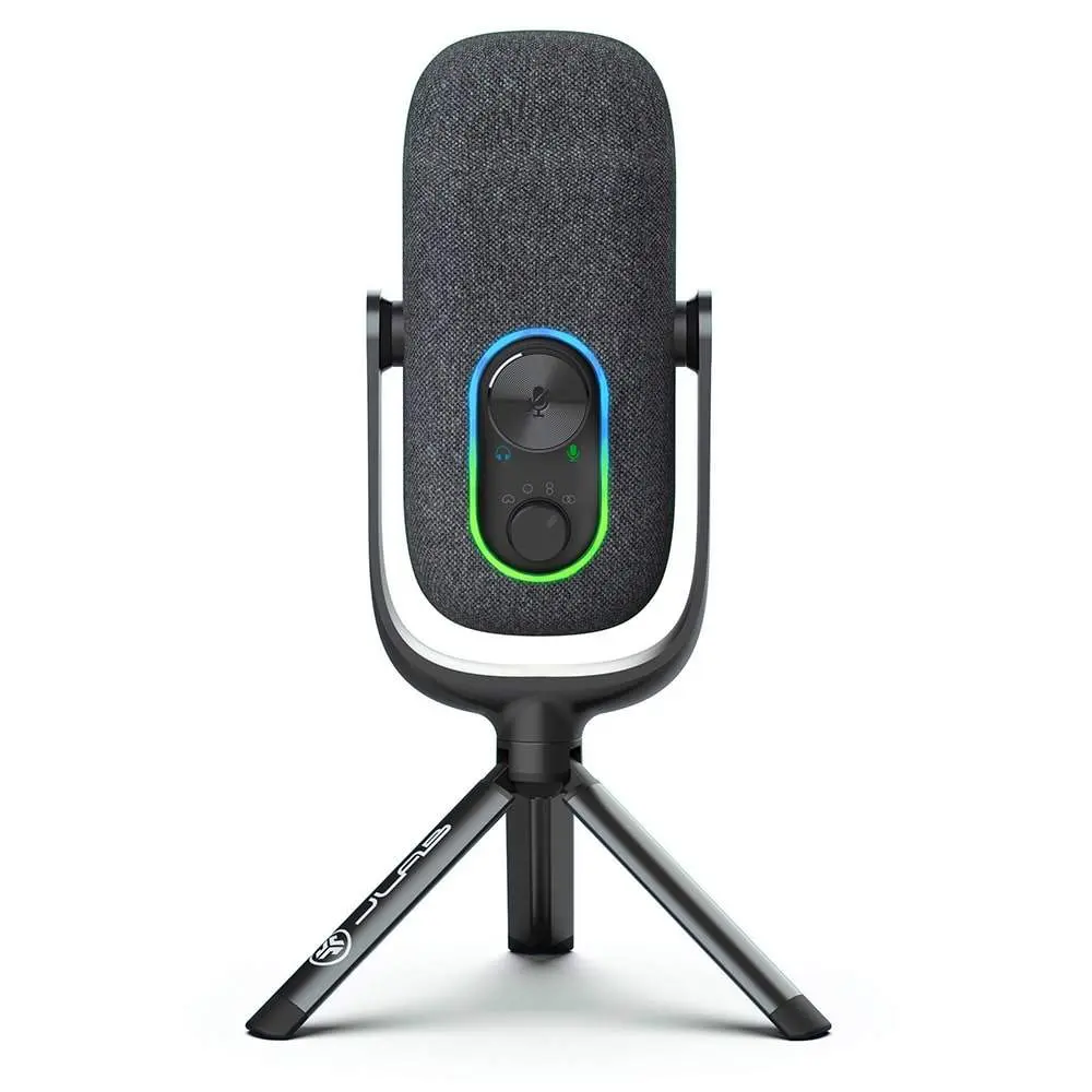JLab Epic Talk Gaming Microphone, 92kHz/24BIT Clarity, 4+ft USB-C Cable, 4 Directional Pattern Modes, Gain Control, Versatile Mounting - Audio
