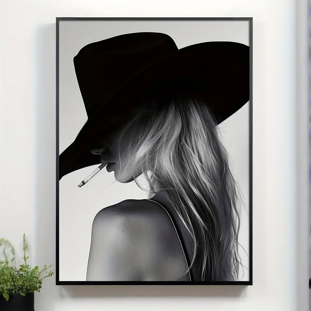 Unframed Western Cowboy Canvas Art Print, Minimalist Fashion Aesthetic, Vintage Wall Decor for Dorms, Apartments, Living Room