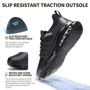 Non Slip Work Shoes for Men Slip on Sneakers Waterproof Restaurant Men Zapatos Trabajo Comfort Kitchen Chef Slip Resistant Food Service Shoes