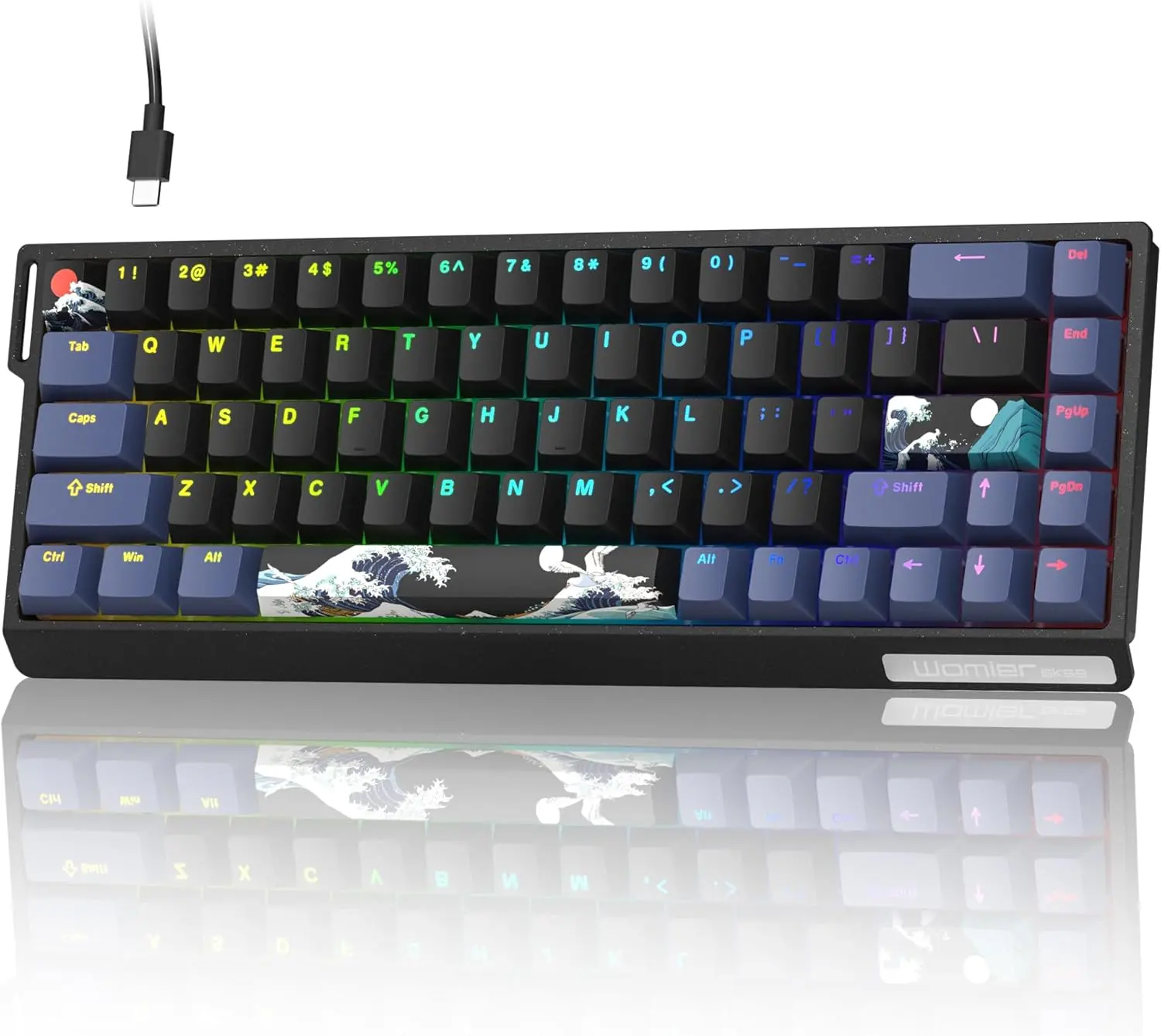 WOMIER SK68 65% Wired Aluminum Mechanical Keyboard, RGB Color Backlight Lighted True Hot-Swap Keyboard for PC, Laptop Gaming Use, Color Backlight Keyboard