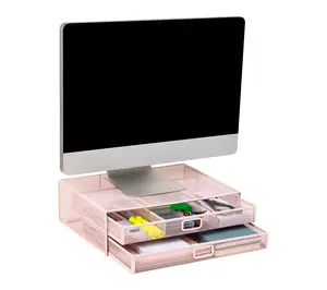 Mind Reader Mesh Monitor Stand with Storage Drawer