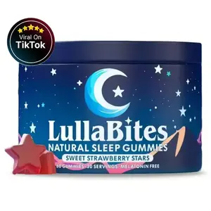 LullaBites Natural Sleep Gummies Sweet Strawberry Stars 30 Servings Melatonin Free 60 Gummies
