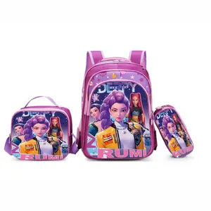 3PCS Set New K-Pop Witch Hunter Backpack |   16 Inch Kids School Backpack for Girls, Lunch Bag & Pencil Case, Elementary Student School Bag, Back to School Gift
