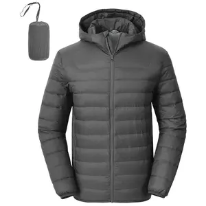 Men's Down Puffer Jacket Packable Lightweight Puffy Bubble Winter Coat with Hood Light Hooded