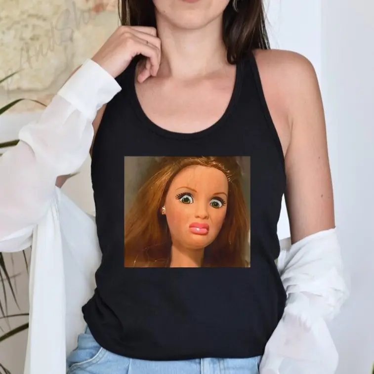 Funny Disgusting Doll Face Tank Top, Meme Hilarious Gift Tee, Hilarious Sarcastic Gift Tops, Gift For Her, Mean Girls, Women's Top