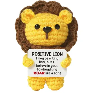 Mini Positive Energy Crochet Lion Gift, Handmade Healing Crochet Motivational Gift, Perfect for Boyfriend, Teenagers, Christmas, Birthday, Soft Cuddly Gift