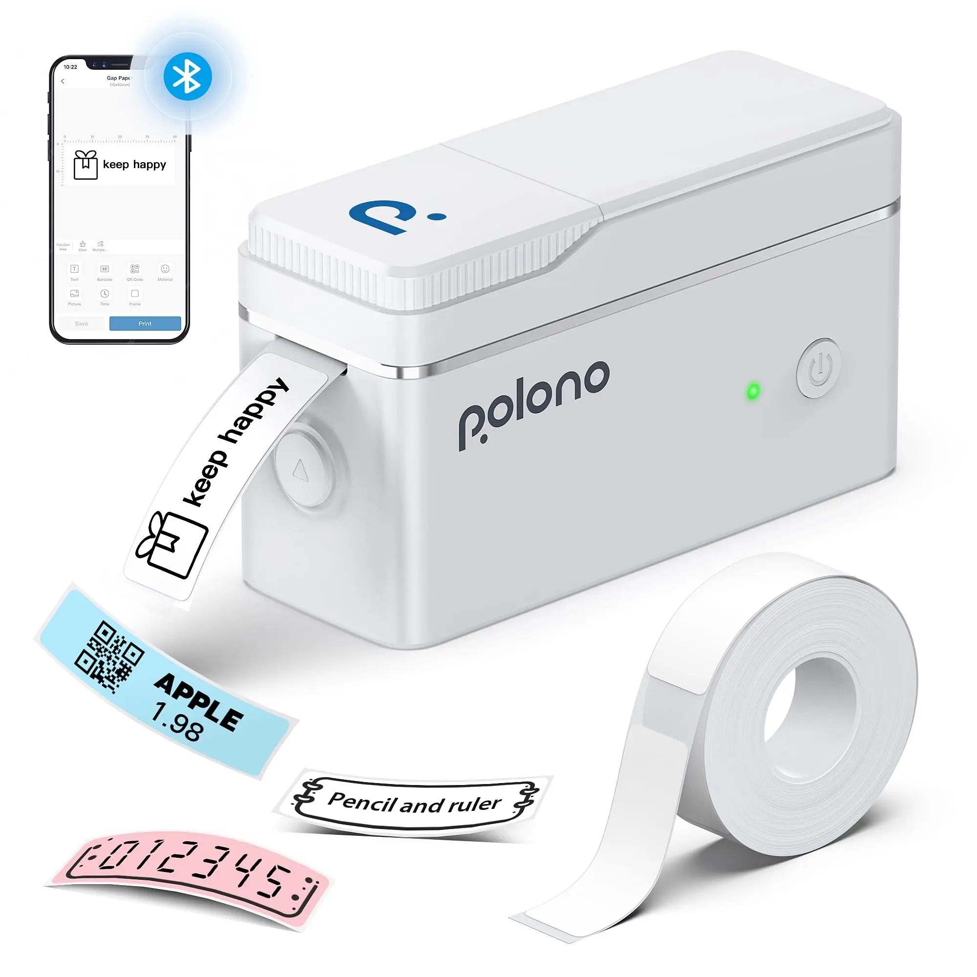 P31S mini label printer with tape, Portable Bluetooth Printer label maker, multiple templates and patterns printer. For organization, storage, office & home