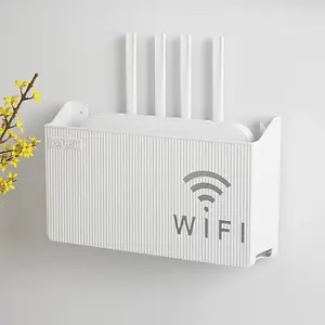 Easy Installation Wireless Router Shelf, No Drilling Wall-Mounted Storage Box, Polished Surface, Multi-Functional Organizer for Home & Office