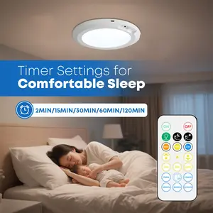 2PCS Ceiling Light Rechargeable Motion Sensor with Remote Control 3 Color Temperatures Timer Settings for Bedroom Closet Shower Stairs Shed Hallway Porch Patio Lamp lighting Energy Efficient Flexibility Modern