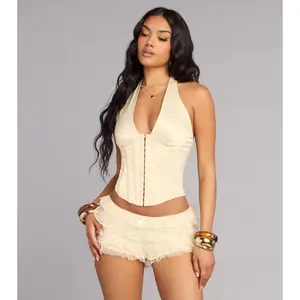 Flirty Confidence Ruffle Lace Hot Shorts