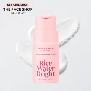 [THE FACE SHOP] Rice Water Bright Enzyme Powder Wash Cleanser - Gentle Vegan Exfoliating Poeder for Sensitive Skin with AHA & BHA l Brightens Uneven Skin Tone & Gently Removes Impurities for Clear, Glass Skin l Korean Skincare