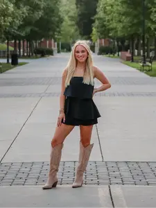 ISABELLA STRAPLESS FLOWY ROMPER BLACK