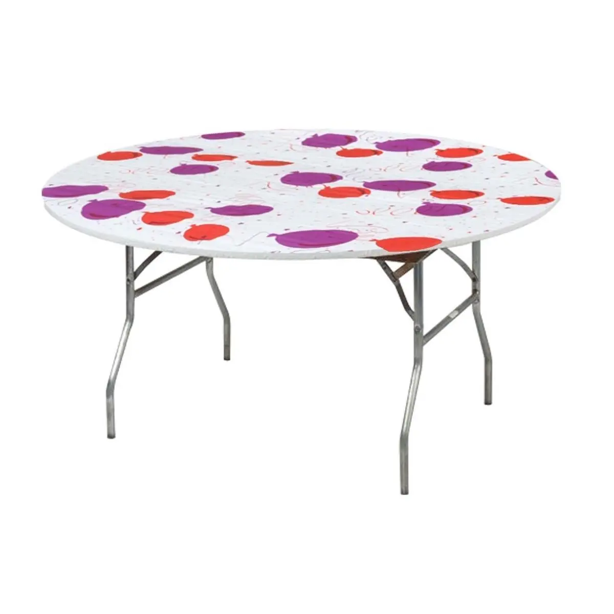Kwik-Covers Fitted Disposable Plastic Picnic Tablecloth 60-Pack, 60 in Round, Elastic-Sewn Edges, Tight-Fitting (No Staples Needed, Wipe-Clean) for Church, Garden Use