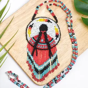 Premium MMIW Beaded Necklace Handmade Long Native American Style Jewelry for Women