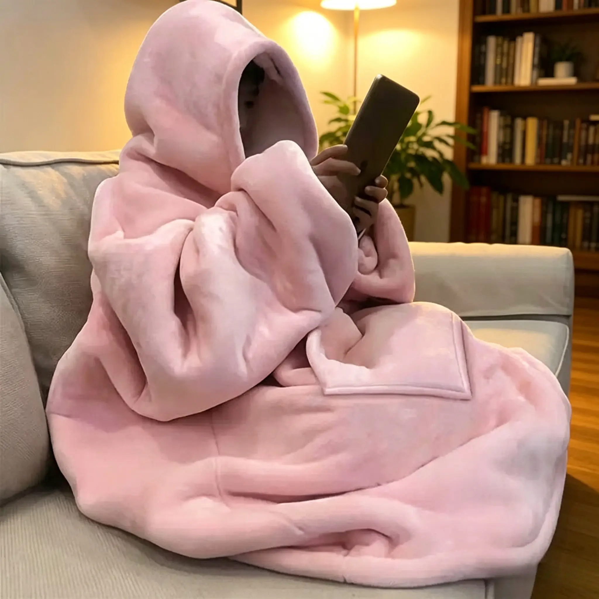 Women's Bohemian Oversized Hoodie Blanket Pullover, Super Soft Reversible Polyester Fleece Long Sleeve Top with Kangaroo Pocket, Machine Washable Warm Loungewear & Cozy Gift for Women