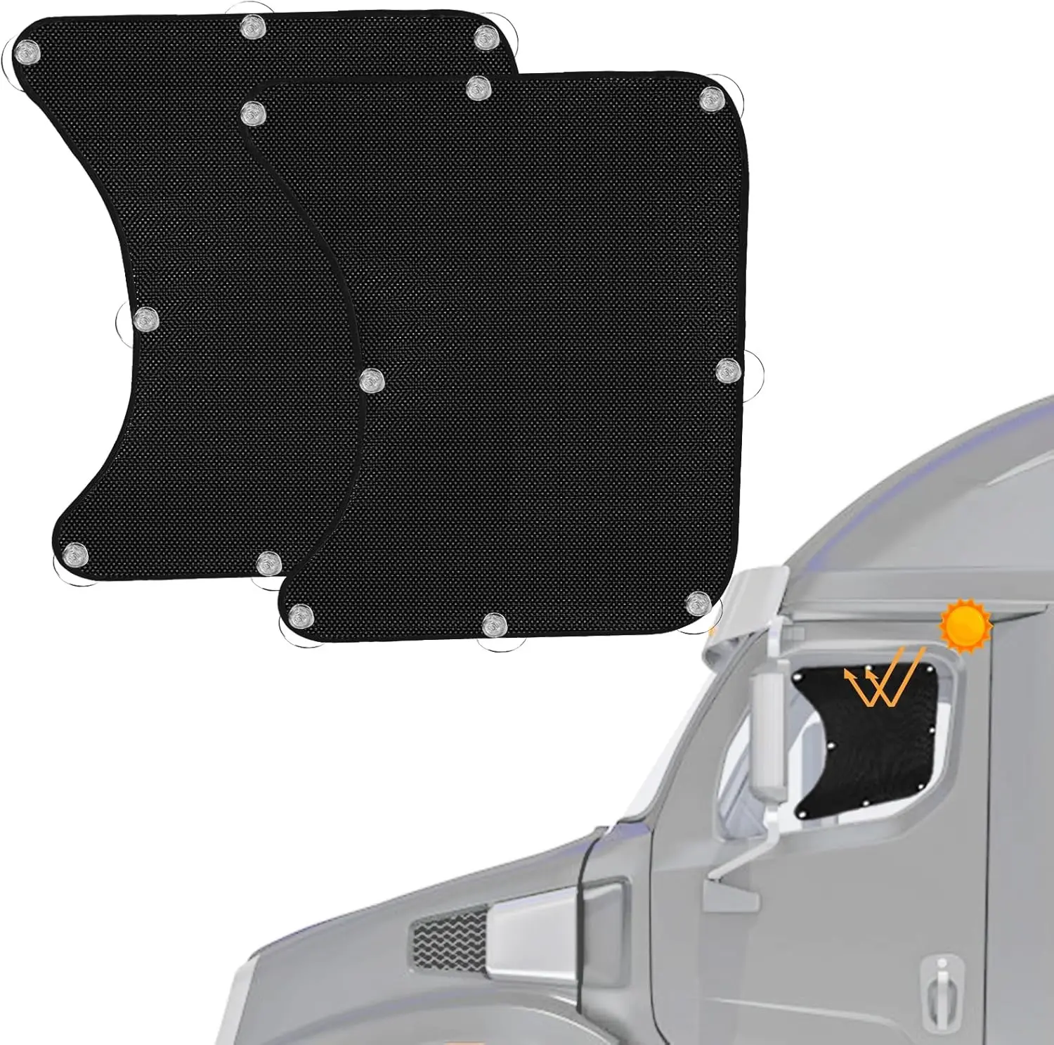 2pcs Semi Truck Side Window Sun Shade for Freightliner Volvo VNL International Trucks RV,SummerVibes，Interior UV Protection Truck Side Window sobrilla desol para carro windshield shadeShade semi Truck Accessories Keep Your car Cool Vehicle Cover