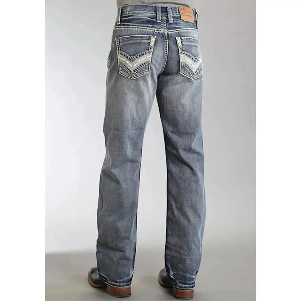 Stetson 1312 Relaxed Fit Jeans with Pieced Back Pocket (Light Wash) - Men's Bootcut Jeans