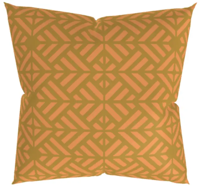 Coral Olive Green African Pattern Throw Pillow With Insert