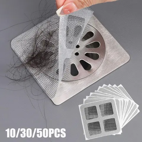 50pcs Disposable Sewer Filters, Drain Cover, Hair Blocker & Bug-Proof Patches, For Toilet, Bathroom Sink & Floor Drain, Long-Lasting, Easy Installation, Quick Drain Maintenance, Bathroom Gadgets, Bathroom Accessories