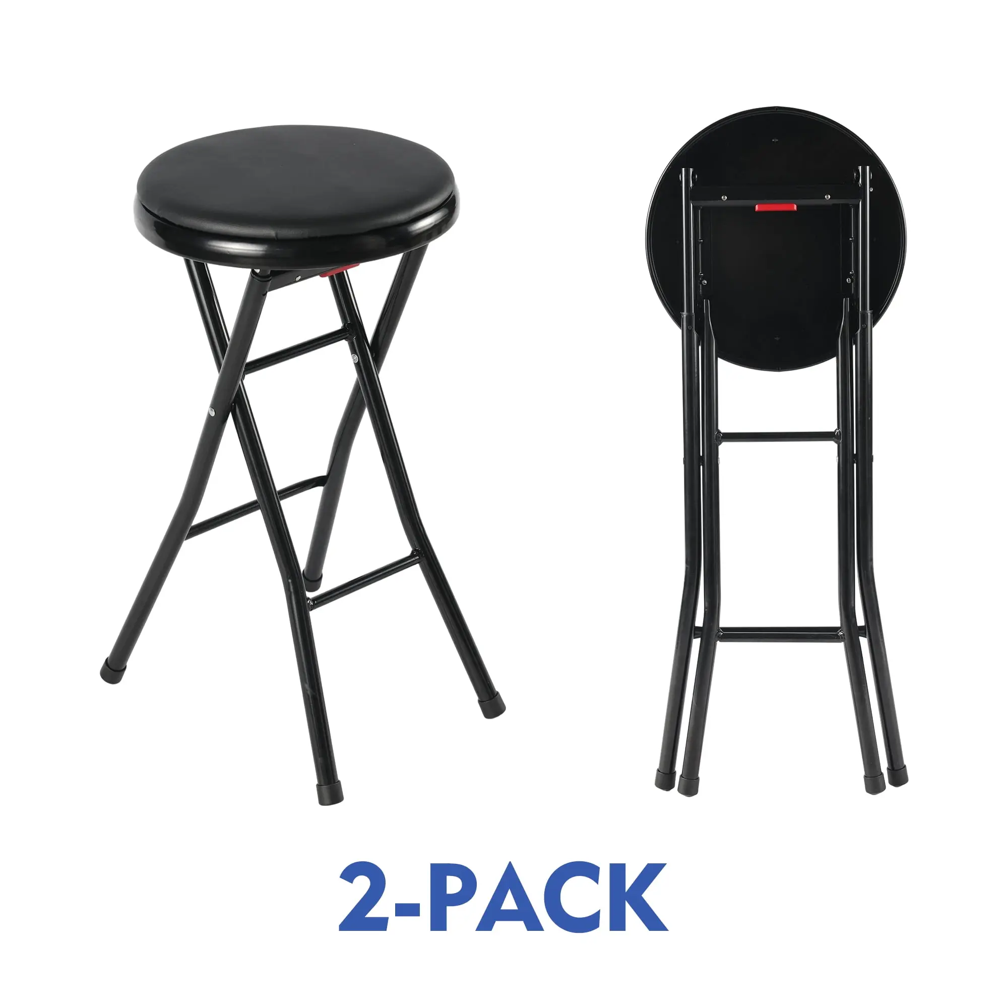 Mainstays Vinyl and Steel Padded Folding Chair Black 2 Pack Heavy Duty Portable Collapsible Chair Set with Cushioned Seat for Home Office Dining and Event